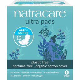 Absorbante super cu aripioare cu strat de bumbac organic, Natracare, 12 buc