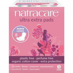 Absorbante Ultra Extra de noapte (5 picaturi) - lung, Natracare, 8 buc