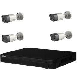 Kit 4 Camere Supraveghere exterior bullet HDCVI Dahua Cooper 2MP 1080 P, 3.6mm, Smart IR 20m, IP67, DVR 4 canale