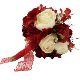 Buchet mireasa din flori de matase, rosu- FEIS203008