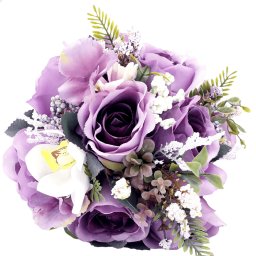 Buchet mireasa din flori de matase, mov - FEIS203007