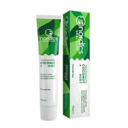 Pasta de dinti cu cocos si menta, fara fluor, pentru prevenirea cariilor si intarirea smaltului, Nordics, 75 g