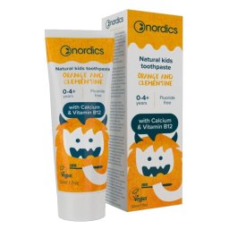 Pasta de dinti naturala pentru copii, fara fluor, cu clementina, portocala si vitamina B12, Nordics, 50 ml