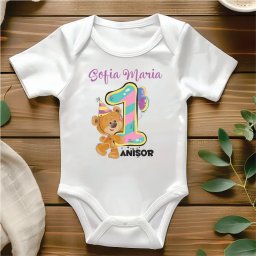 Body bebe aniversar 1 anisor model ursulet-fetita