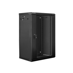 Lanberg wall-mounted installation rack cabinet 19'' 18U 600x450mm black (glass door)