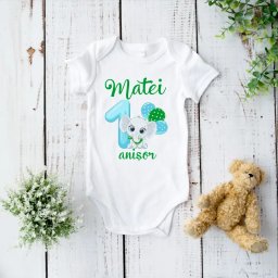 Body 1 an pentru bebe personalizat cu nume model Elefantel - baietel