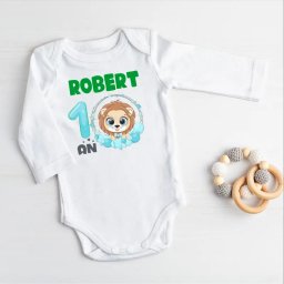 Body aniversar 1 an pentru bebe model Leu - baietel