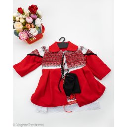 Costum traditional fetita - Palton Rochita Fota Batic si Botosei 3