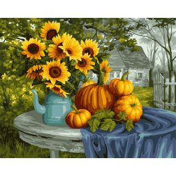 Set pictura pe numere, cu sasiu, Toamna calda, 40x50 cm