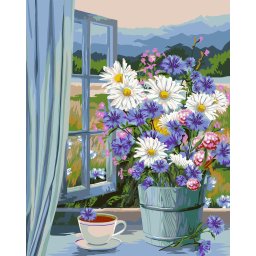 Set pictura pe numere, cu sasiu, Buchet alpin, 40x50 cm
