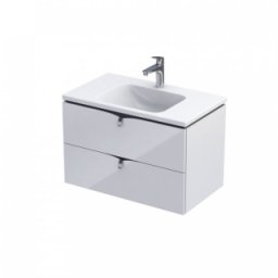 Set mobilier suspendat Oristo Siena alb cu lavoar Amelia 80cm
