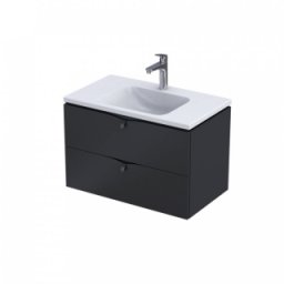 Set mobilier suspendat Oristo Siena negru cu lavoar Amelia 80cm