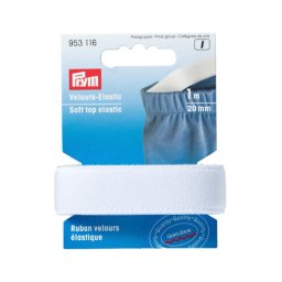 Elastic soft din velur 20 mm latime, 1 m lungime, alb, Prym