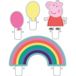Set 4 Lumanari aniversare pentru tort Peppa Pig, Multicolor