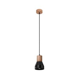 Lustră pe cablu QUBIC 1xE27/60W/230V neagră beton/lemn Sollux SL.0963