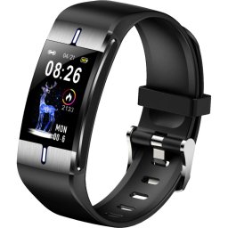Bratara fitness MaxCom FW34 Silver, IMC, bratara silicon, negru