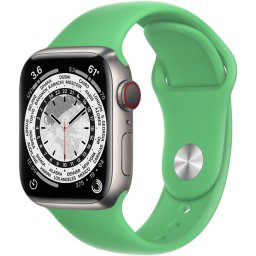 Ceas Smartwatch Apple Watch Series 7, GPS + Cellular, 45mm Titanium Case, Bright Green Sport Band