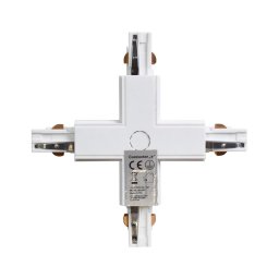 Conector trifazic pentru corpuri de iluminat în sistem pe șină TRACK alb tip +