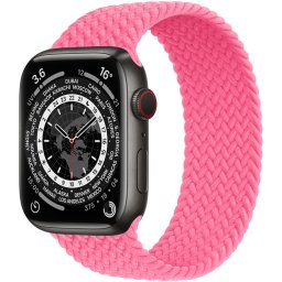 Ceas Smartwatch Apple Watch Series 7, GPS + Cellular, 41mm Space Black Titanium Case, Flamingo Braided Solo Loop