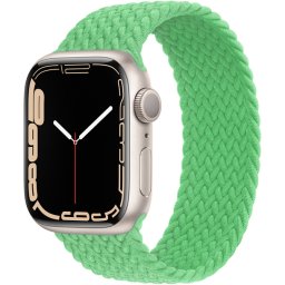 Ceas Smartwatch Apple Watch Series 7, GPS + Cellular, 41mm Starlight Aluminium Case, Bright Green Braided Solo Loop