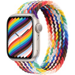 Ceas Smartwatch Apple Watch Series 7, GPS, 45mm Starlight Aluminium Case, Pride Edition Braided Solo Loop