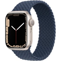 Ceas Smartwatch Apple Watch Series 7, GPS, 41mm Starlight Aluminium Case, Abyss Blue Braided Solo Loop
