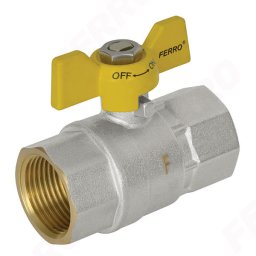 Robinet trecere din alama pt. gaz 1/2" FI-FI cu sfera si fluture