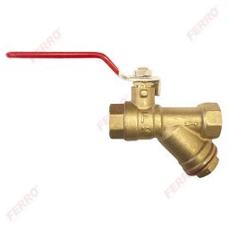 Robinet trecere din alama cu filtru Y PN16, 1/2" FI-FI cu sfera si maneta