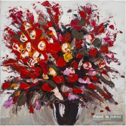 TABLOU PICTAT MANUAL GERANIUM ROSU, 60X60 CM