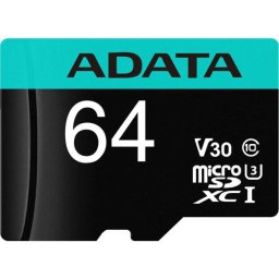 Card de memorie ADATA PremierPRO, MicroSDXC, 64 GB, UHS-I U3 + Adaptor
