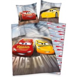 Lenjerie de pat copii 100% bumbac DISNEY CARS 140x200 + fata de perna 65x65 46292