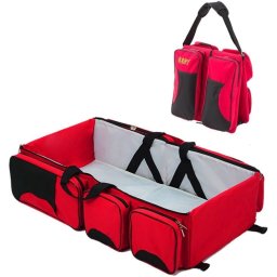 Patut portabil si geanta multifunctionala pentru accesoriile bebelusilor, rosu