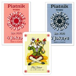 Set 2 pachete de carti de joc Piatnik, Rosette, Figuri scandinave, 4 Jokeri fiecare