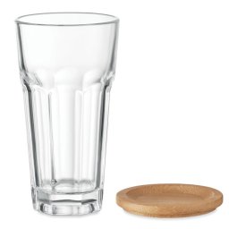 Pahar, Everestus, 22FEB1275, 300 ml, Ø7.7x14.2 cm, Sticla, Bambus, Transparent