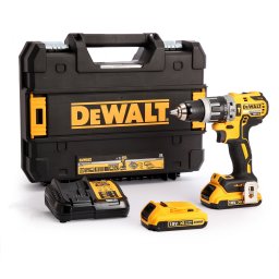 Masina compacta de gaurit cu percutie cu acumulator 18V DeWalt DCD796D2-QW, motor fara perii, cuplu 70 Nm, 2 x acumulator 2.0 Ah, incarcator si valiza transport