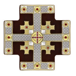 Crucea de la Ierusalim Argint 12.5x12.5cm cu Rama de Lemn