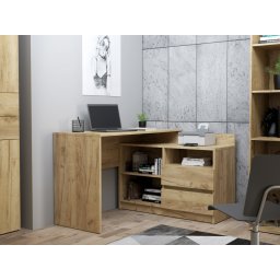 BIM509 - Birou pe colt stanga/dreapta, 120x105x75 cm, masa de calculator cu 2 sertare, office - Culoarea Stejar