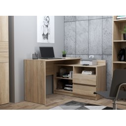 BIM508 - Birou pe colt stanga/dreapta, 120x105x75 cm, masa de calculator cu 2 sertare, office - Sonoma