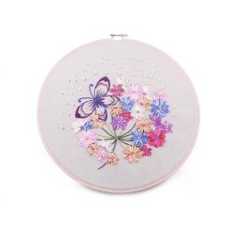 Set pentru brodat imprimat, cu gherghef, Zbor, O26,5cm