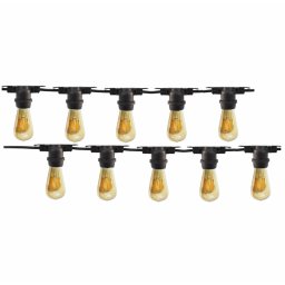 Pachet ghirlanda 10m, E27, IP65 cu 10 becuri LED Filament Amber ST58 4W