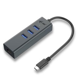 i-tec USB C Metal 3 port HUB Gigabit Ethernet 1x USB C to RJ-45 3x USB 3.0 LED