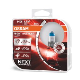 Set 2 becuri H3 Night Breaker Laser Next Gen (+150% lumina) 12V 55W
