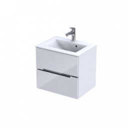 Set mobilier suspendat Oristo Silver 60cm,2 sertare,alb lucios
