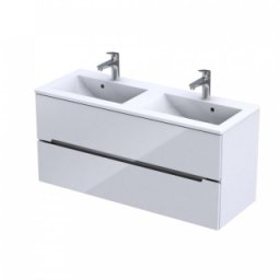 Set mobilier suspendat Oristo Silver 120cm,2 sertare,alb lucios