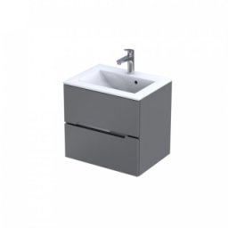 Set mobilier suspendat Oristo Silver 60cm,2 sertare,gri mat