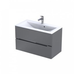 Set mobilier suspendat Oristo Silver 90cm,2 sertare,gri mat