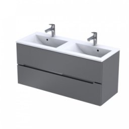Set mobilier suspendat Oristo Silver 120cm,2 sertare,gri mat