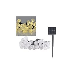 Șir LED solar 30xLED, 8 funcții, 300 mAh, 4,9 m, IP44, alb cald