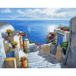 Set pictura pe numere, cu sasiu, Scari spre mare, 40x50 cm