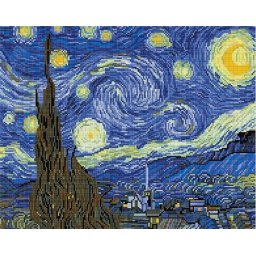 Set goblen cu diamante, cu sasiu, Noapte instelata - Van Gogh, 40x50 cm